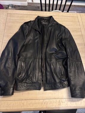 7 Diamonds Men's Black Leather Jacket - Classic Moto Style
